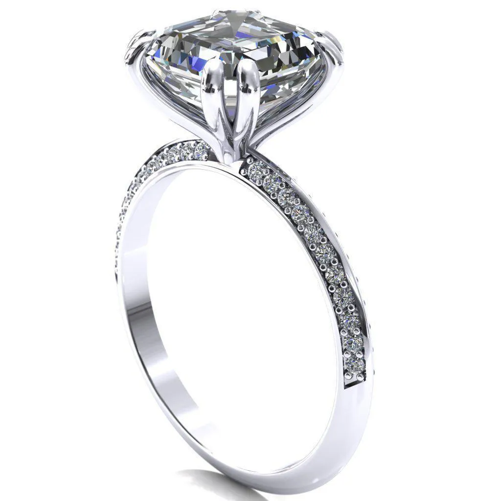 Nancy Asscher Moissanite 4 Double Prong 1/2 Eternity Diamond Knife Shank Accent Engagement Ring
