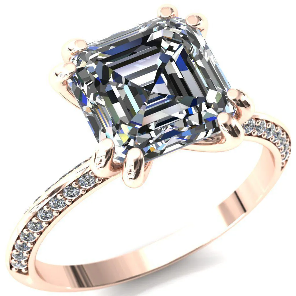 Nancy Asscher Moissanite 4 Double Prong 1/2 Eternity Diamond Knife Shank Accent Engagement Ring