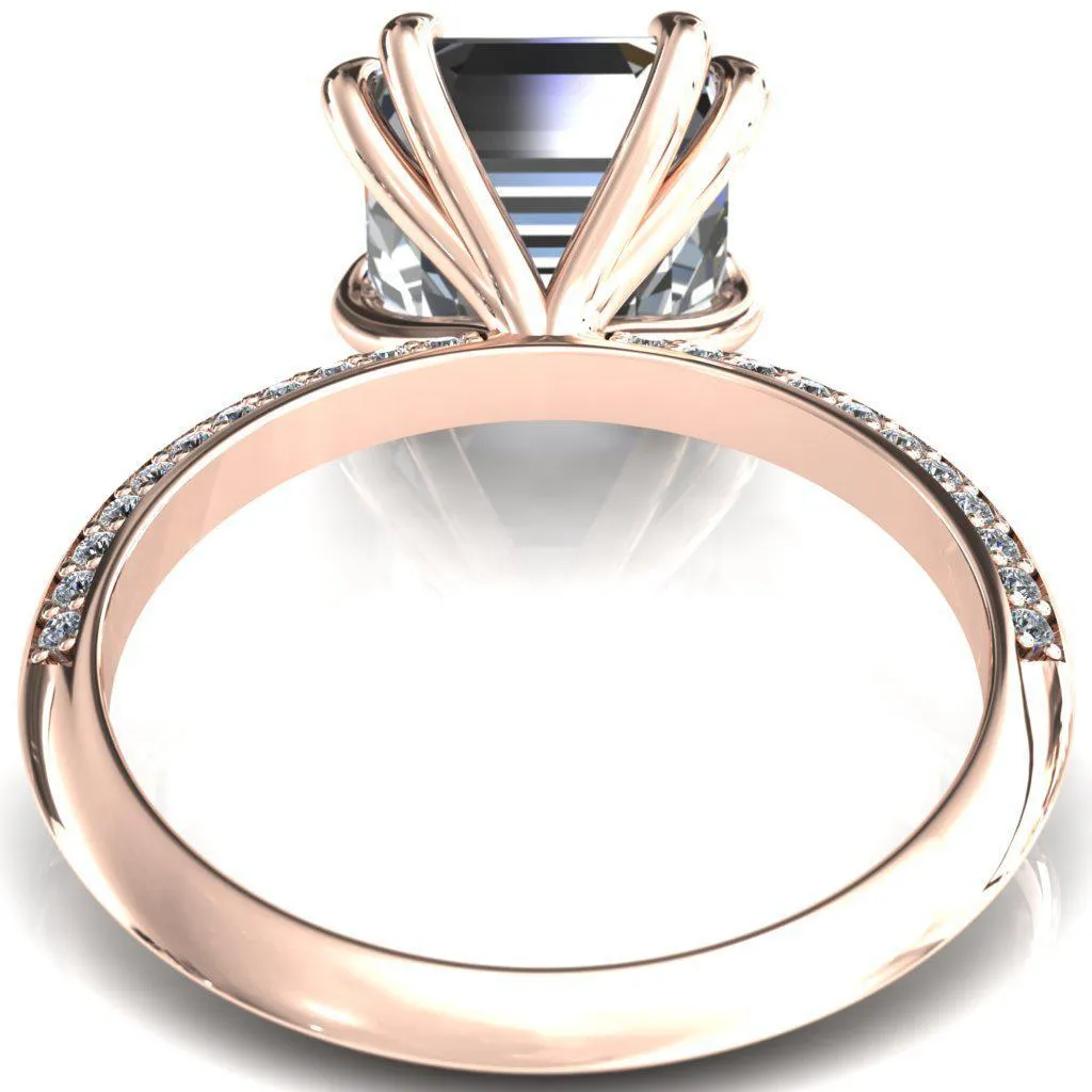 Nancy Asscher Moissanite 4 Double Prong 1/2 Eternity Diamond Knife Shank Accent Engagement Ring