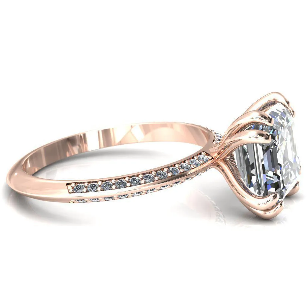 Nancy Asscher Moissanite 4 Double Prong 1/2 Eternity Diamond Knife Shank Accent Engagement Ring