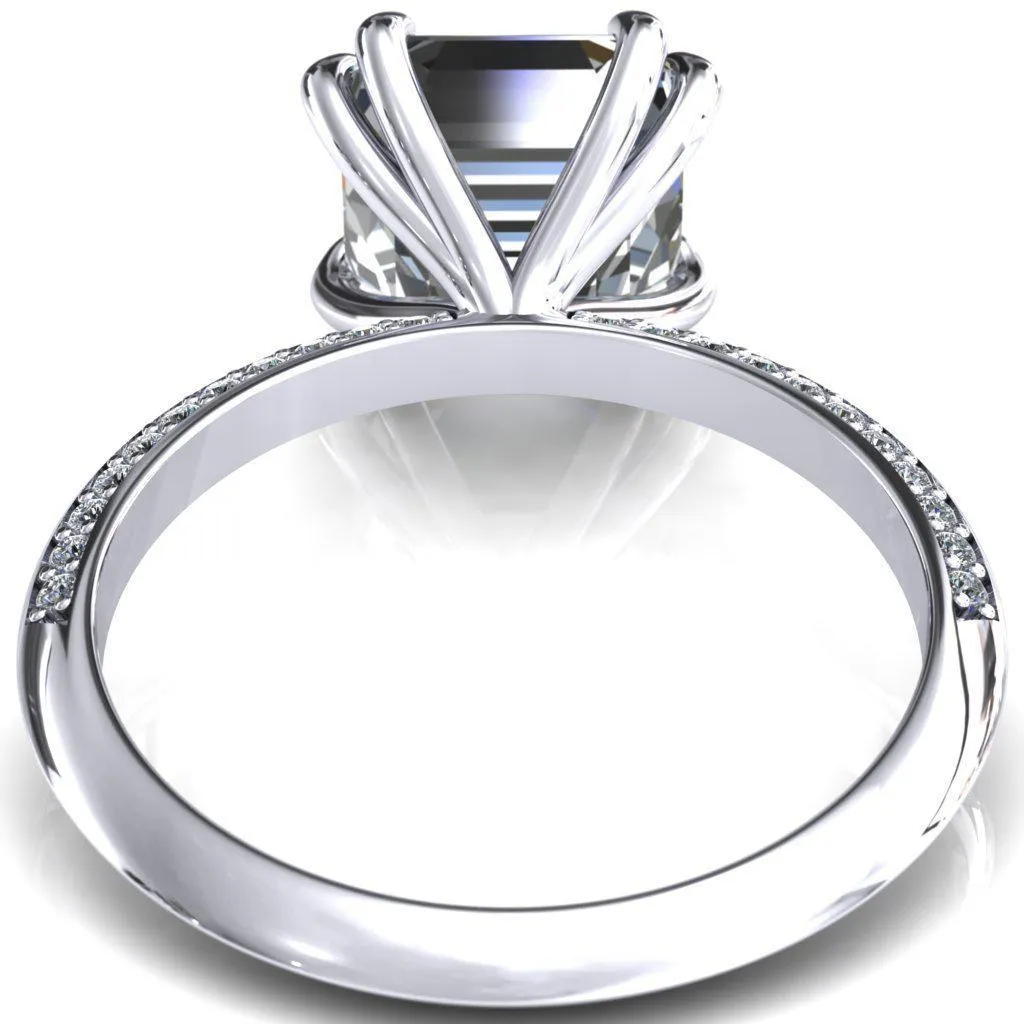 Nancy Asscher Moissanite 4 Double Prong 1/2 Eternity Diamond Knife Shank Accent Engagement Ring
