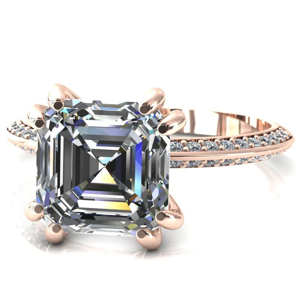 Nancy Asscher Moissanite 4 Double Prong 1/2 Eternity Diamond Knife Shank Accent Engagement Ring