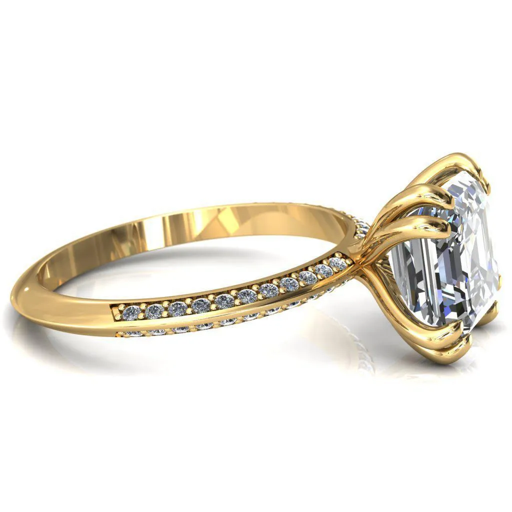 Nancy Asscher Moissanite 4 Double Prong 1/2 Eternity Diamond Knife Shank Accent Engagement Ring