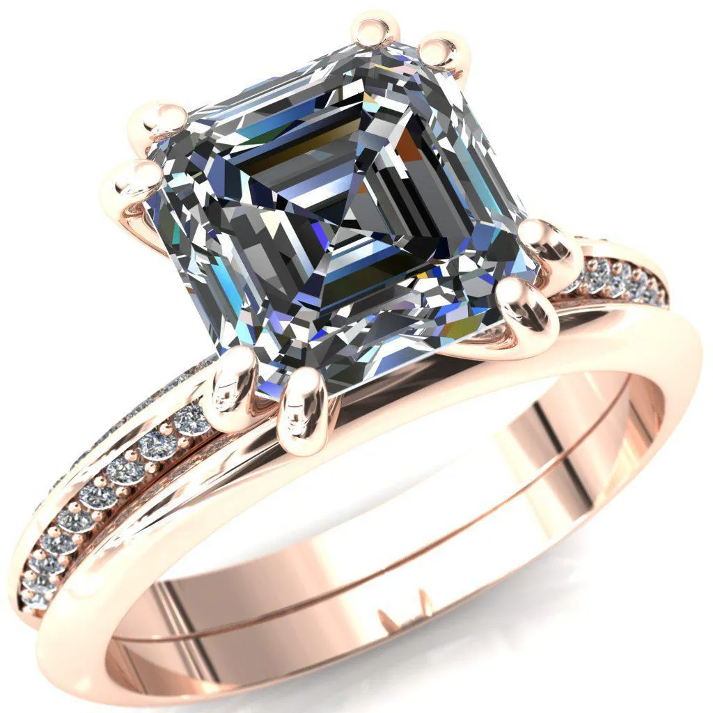Nancy Asscher Moissanite 4 Double Prong 1/2 Eternity Diamond Knife Shank Accent Engagement Ring