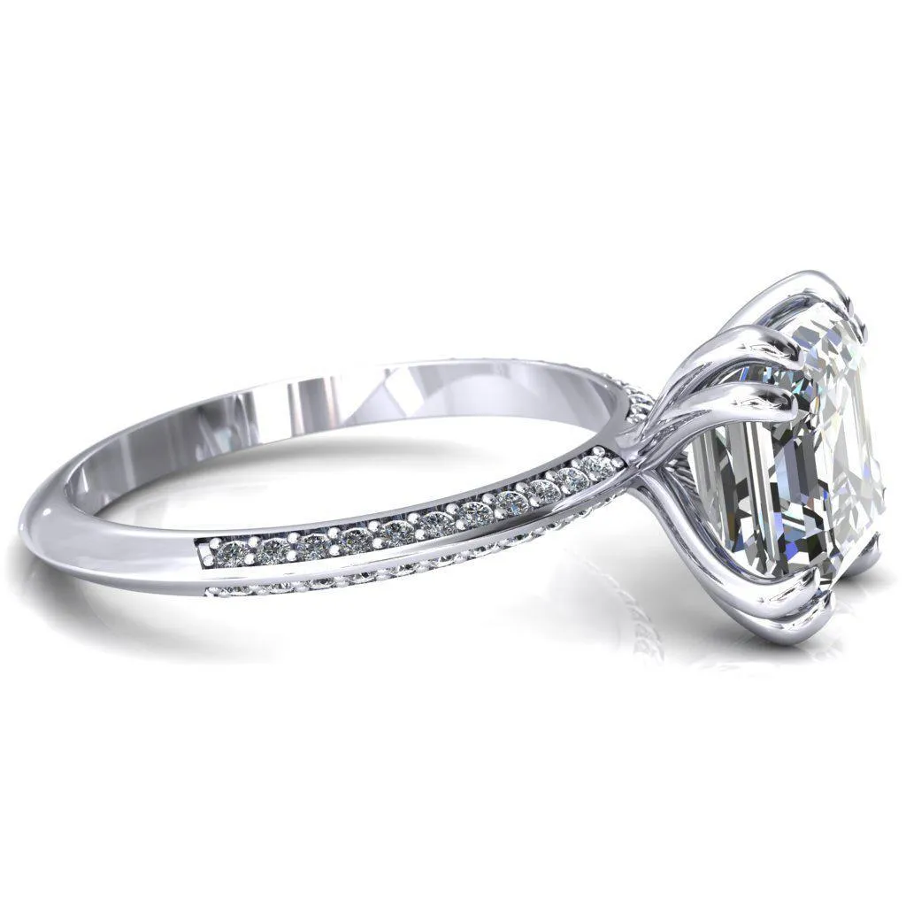 Nancy Asscher Moissanite 4 Double Prong 1/2 Eternity Diamond Knife Shank Accent Engagement Ring