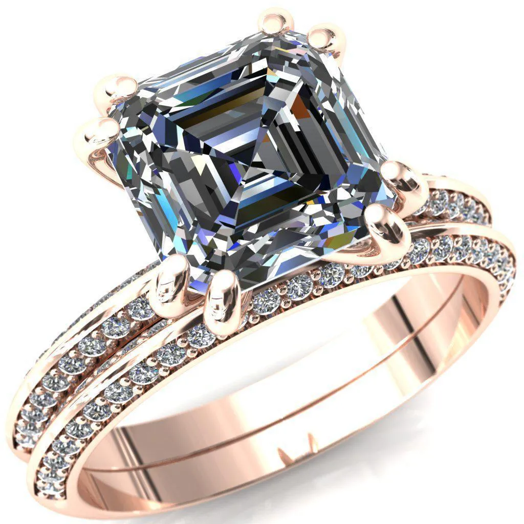 Nancy Asscher Moissanite 4 Double Prong 1/2 Eternity Diamond Knife Shank Accent Engagement Ring