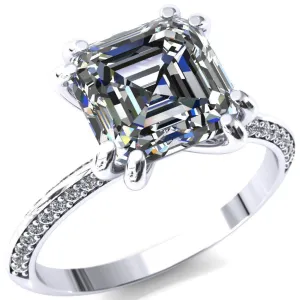 Nancy Asscher Moissanite 4 Double Prong 1/2 Eternity Diamond Knife Shank Accent Engagement Ring