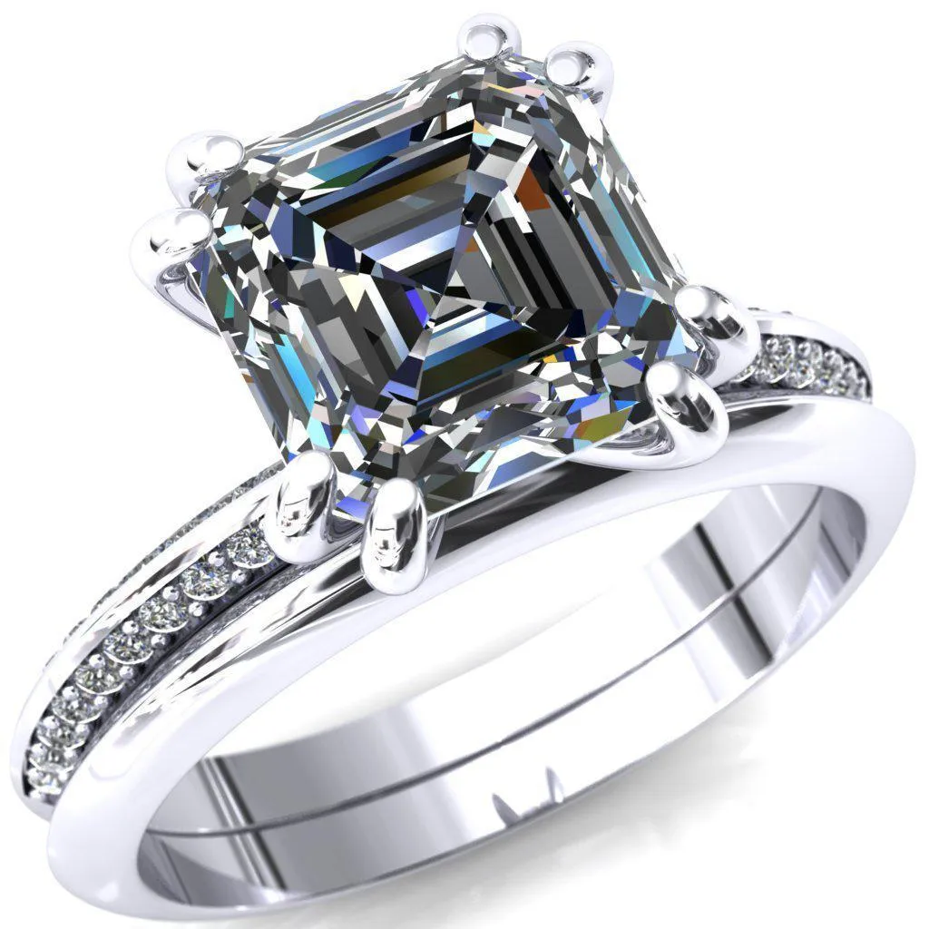 Nancy Asscher Moissanite 4 Double Prong 1/2 Eternity Diamond Knife Shank Accent Engagement Ring