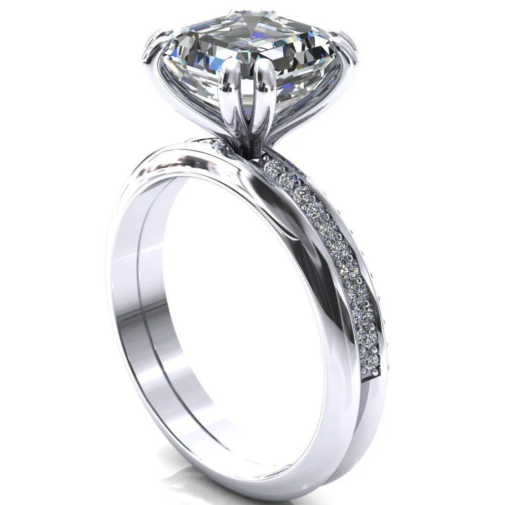 Nancy Asscher Moissanite 4 Double Prong 1/2 Eternity Diamond Knife Shank Accent Engagement Ring