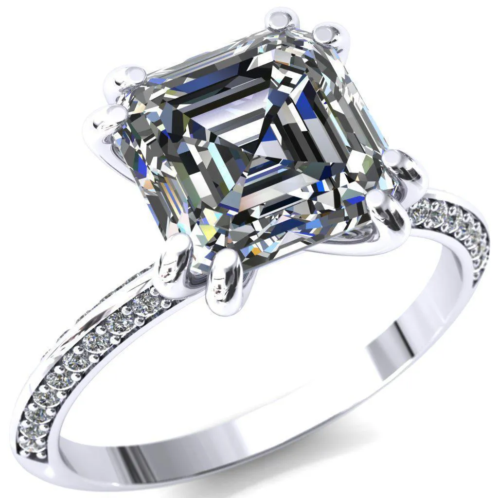 Nancy Asscher Moissanite 4 Double Prong 1/2 Eternity Diamond Knife Shank Accent Engagement Ring