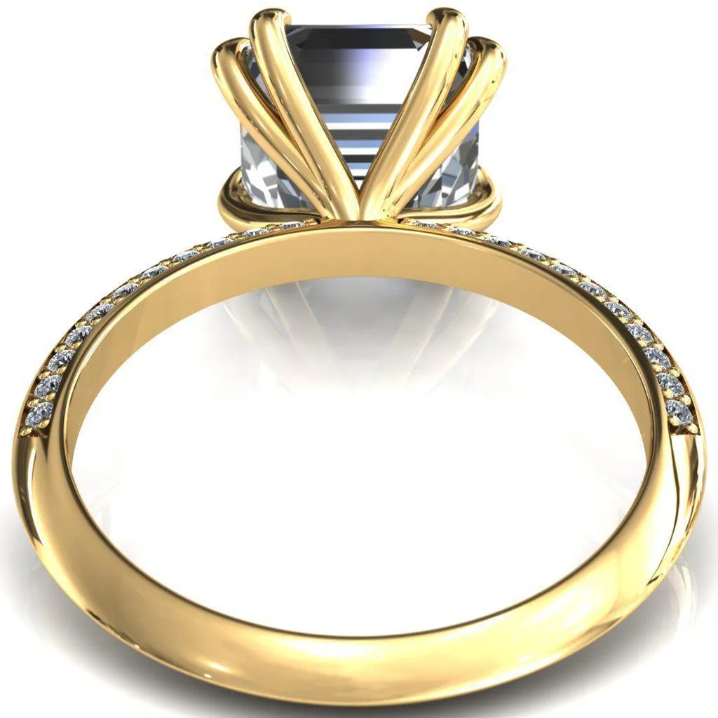 Nancy Asscher Moissanite 4 Double Prong 1/2 Eternity Diamond Knife Shank Accent Engagement Ring