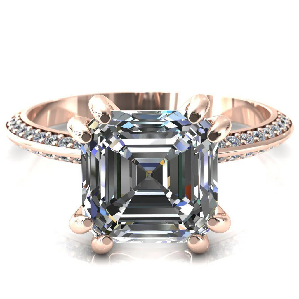 Nancy Asscher Moissanite 4 Double Prong 1/2 Eternity Diamond Knife Shank Accent Engagement Ring