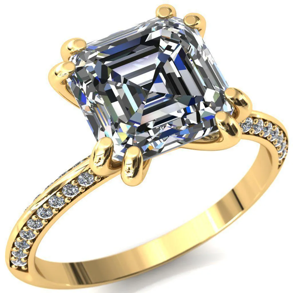 Nancy Asscher Moissanite 4 Double Prong 1/2 Eternity Diamond Knife Shank Accent Engagement Ring