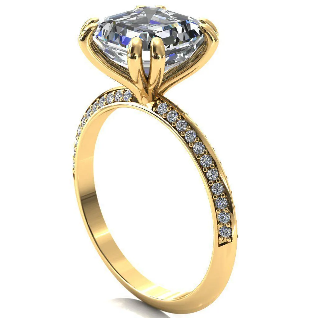 Nancy Asscher Moissanite 4 Double Prong 1/2 Eternity Diamond Knife Shank Accent Engagement Ring