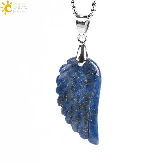 Natural Gem Stone Angel Wing Necklaces & Pendants
