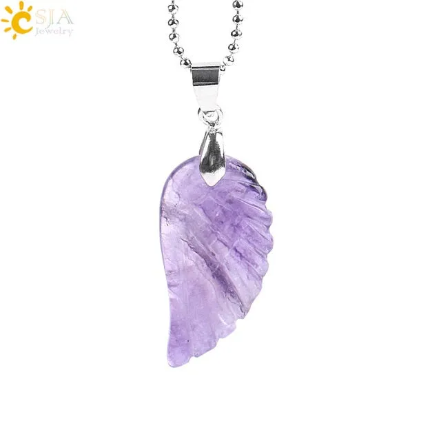 Natural Gem Stone Angel Wing Necklaces & Pendants