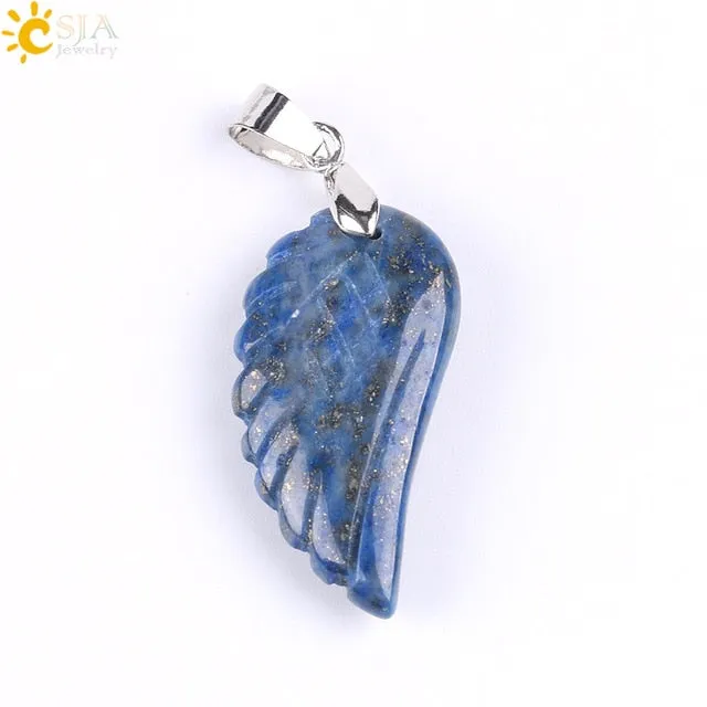 Natural Gem Stone Angel Wing Necklaces & Pendants