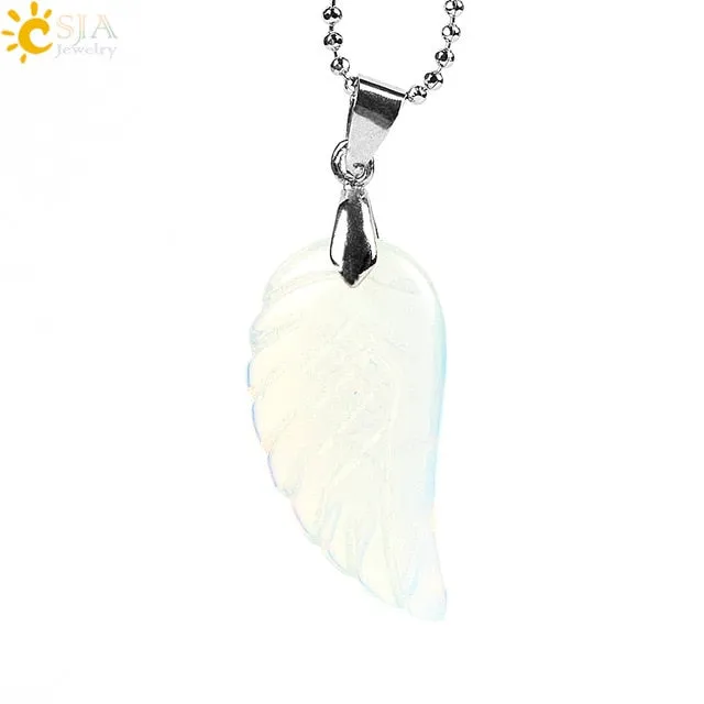 Natural Gem Stone Angel Wing Necklaces & Pendants
