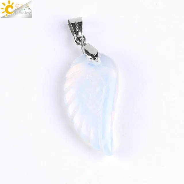 Natural Gem Stone Angel Wing Necklaces & Pendants
