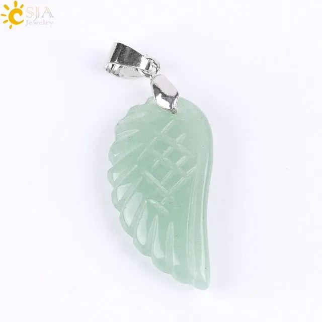 Natural Gem Stone Angel Wing Necklaces & Pendants