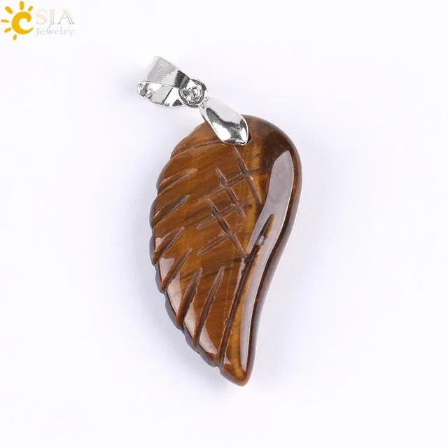 Natural Gem Stone Angel Wing Necklaces & Pendants