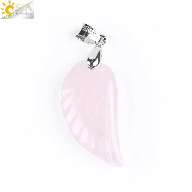 Natural Gem Stone Angel Wing Necklaces & Pendants