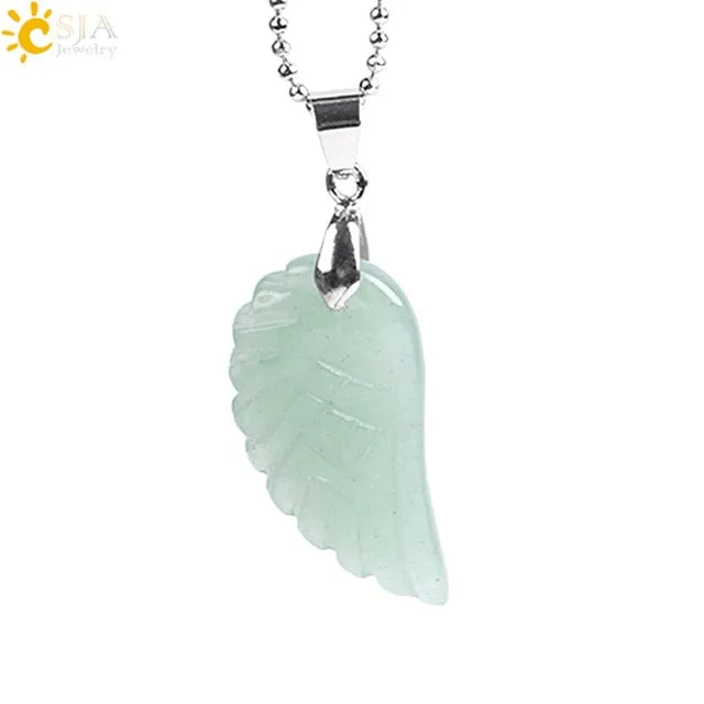 Natural Gem Stone Angel Wing Necklaces & Pendants