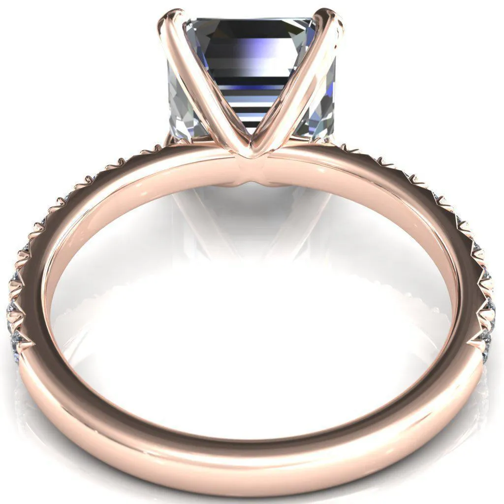 Nefili Asscher Moissanite 4 Prong 5/8 Eternity Diamond French Pave Engagement Ring