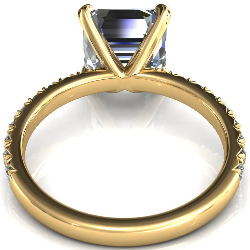 Nefili Asscher Moissanite 4 Prong 5/8 Eternity Diamond French Pave Engagement Ring