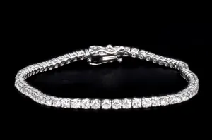New 14K White Gold 3.13 Carat Round Brilliant Cut Diamond Tennis Bracelet