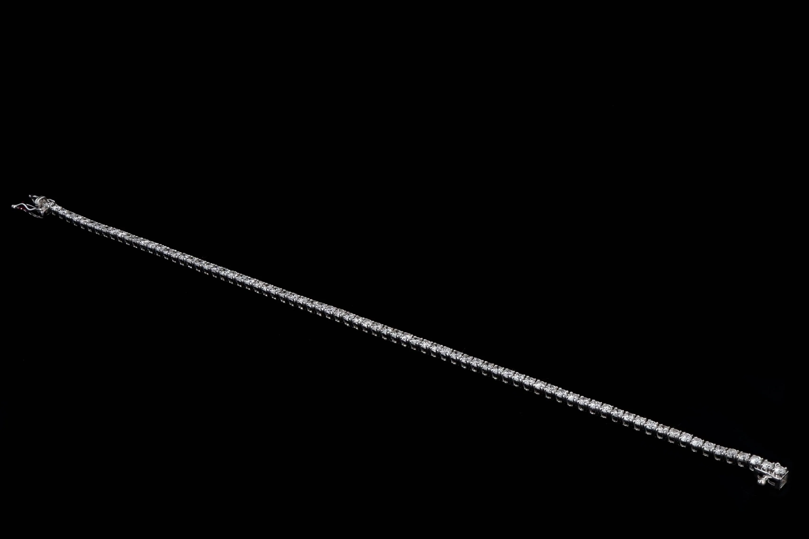 New 14K White Gold 3.13 Carat Round Brilliant Cut Diamond Tennis Bracelet