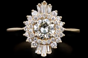 New 14K Yellow Gold .66 Carat Round Brilliant Cut Diamond Engagement Ring