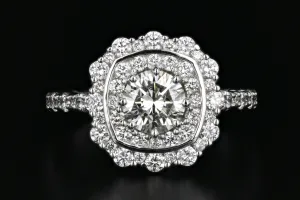 New 18K White Gold .80 Carat Diamond Halo Engagement Ring