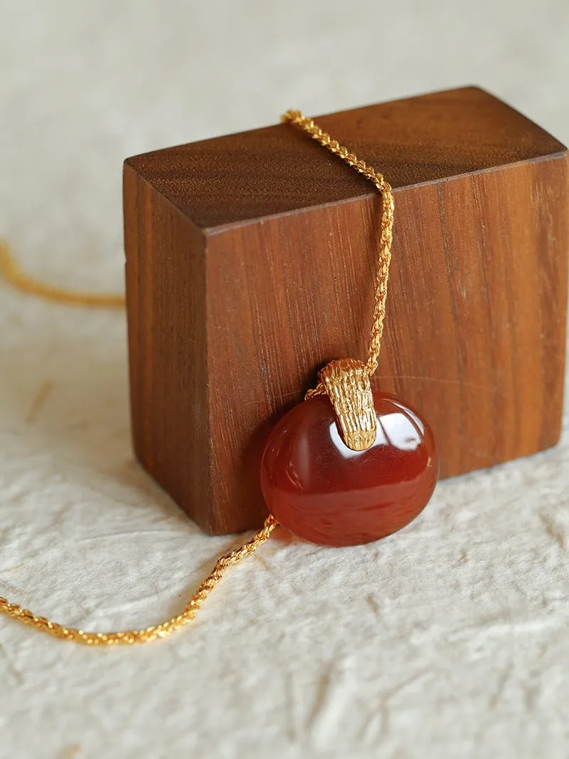New Chinese Style Agate Peace Knot Pendant Necklace