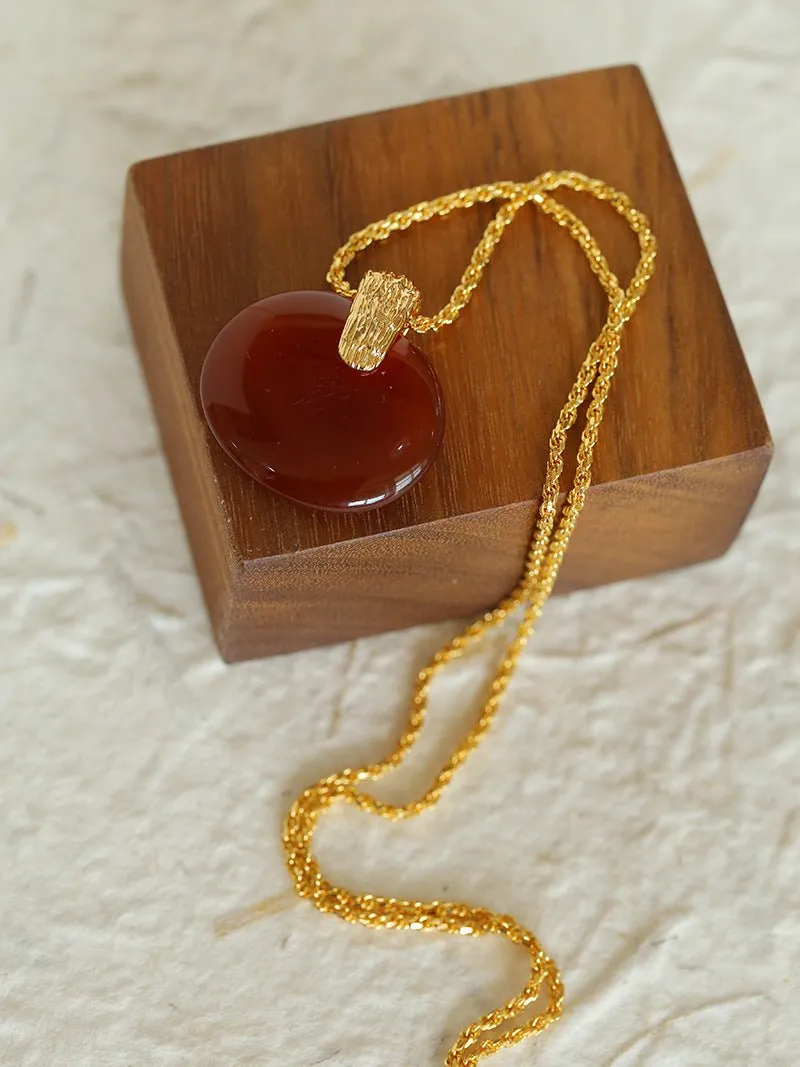 New Chinese Style Agate Peace Knot Pendant Necklace