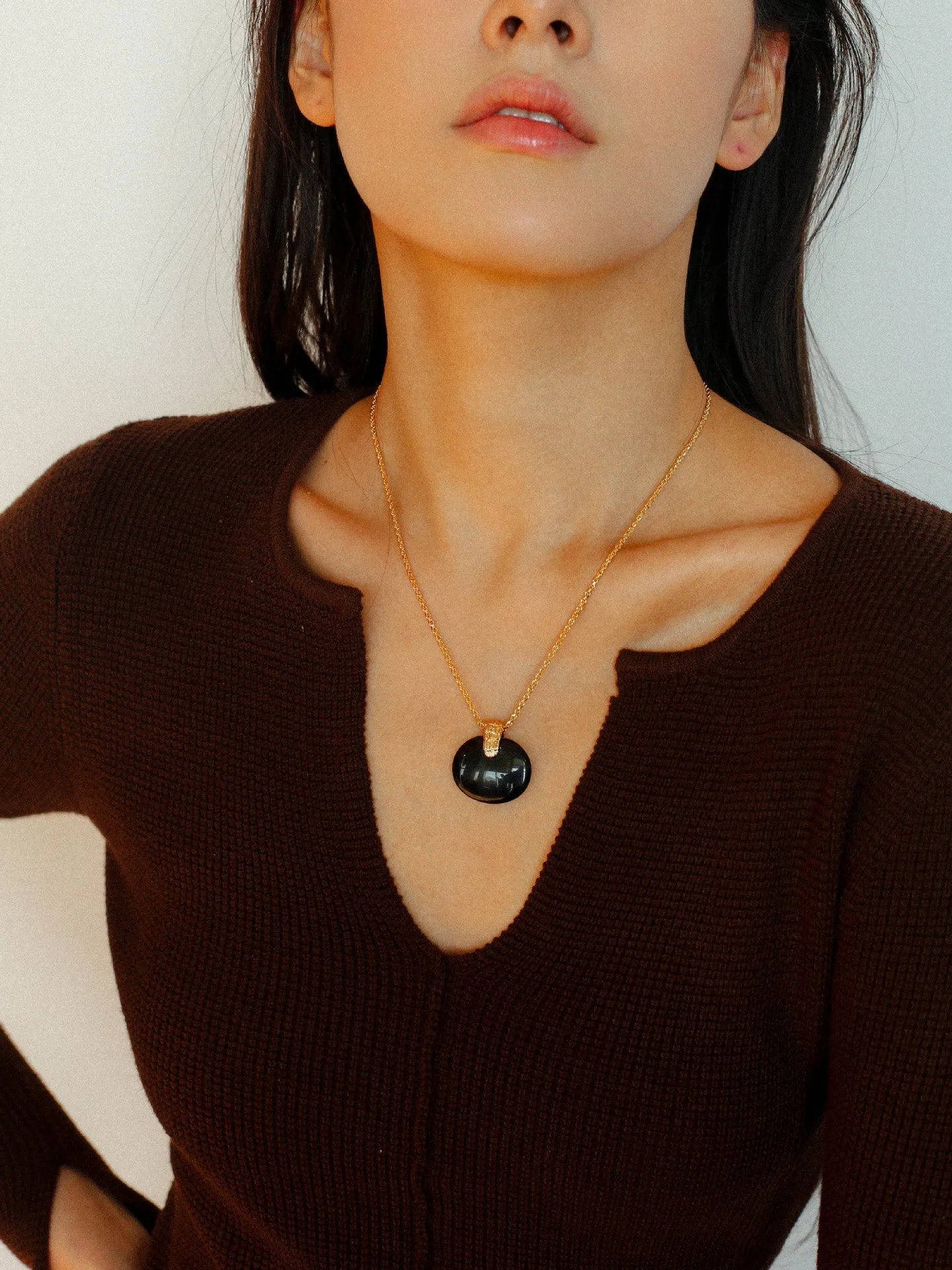 New Chinese Style Agate Peace Knot Pendant Necklace