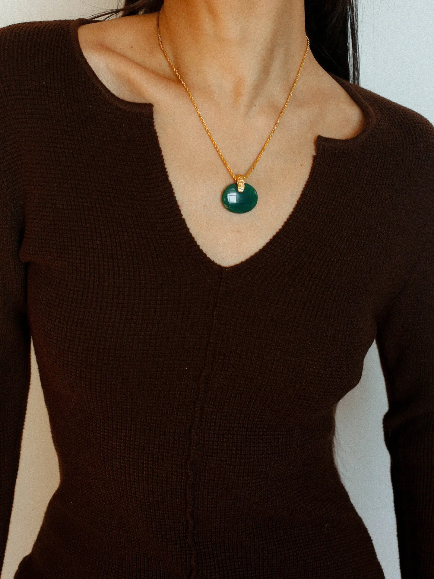 New Chinese Style Agate Peace Knot Pendant Necklace