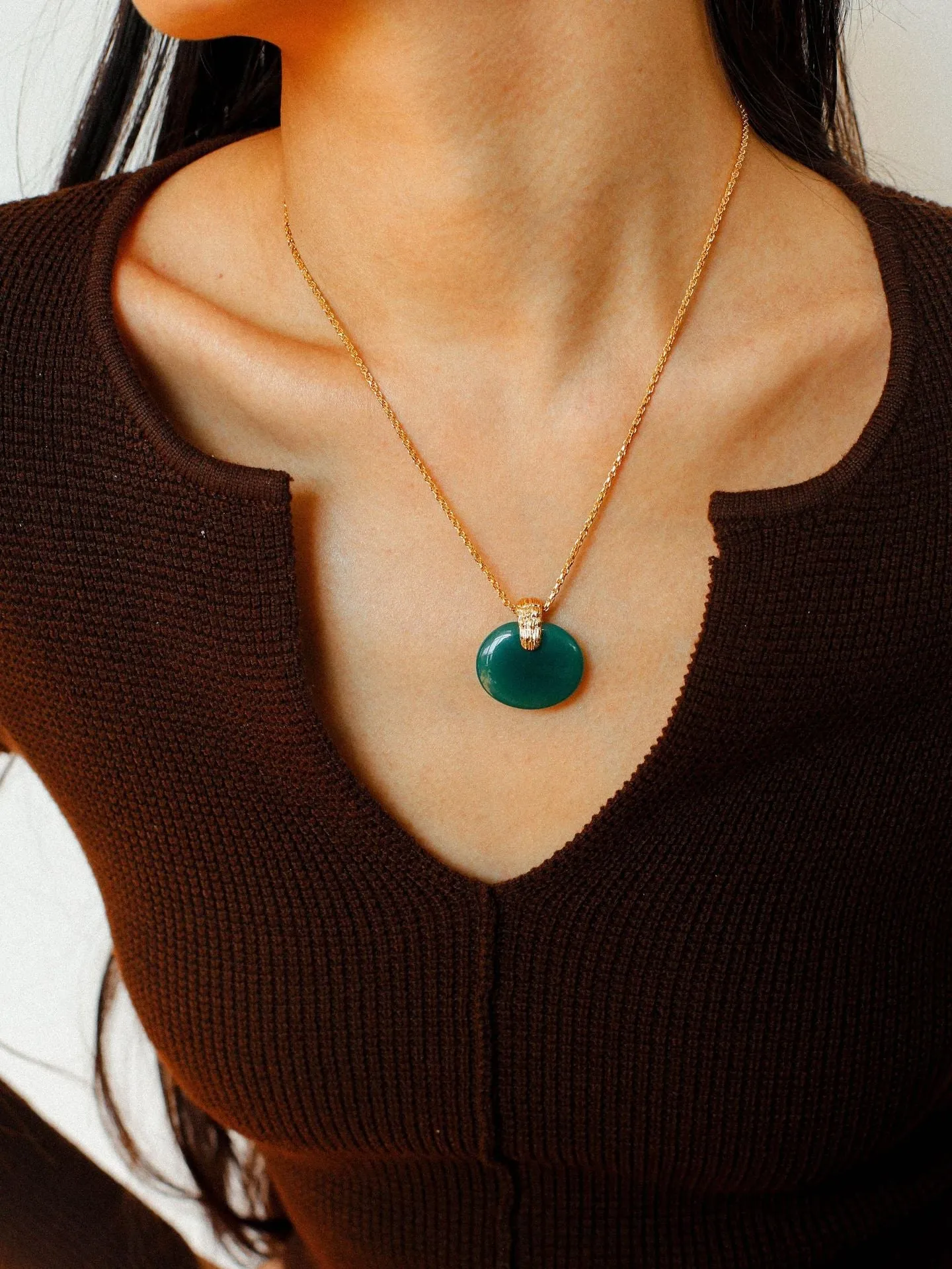 New Chinese Style Agate Peace Knot Pendant Necklace