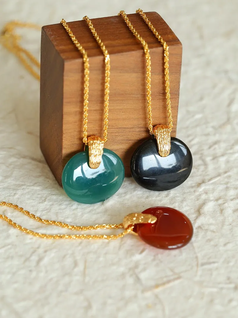 New Chinese Style Agate Peace Knot Pendant Necklace