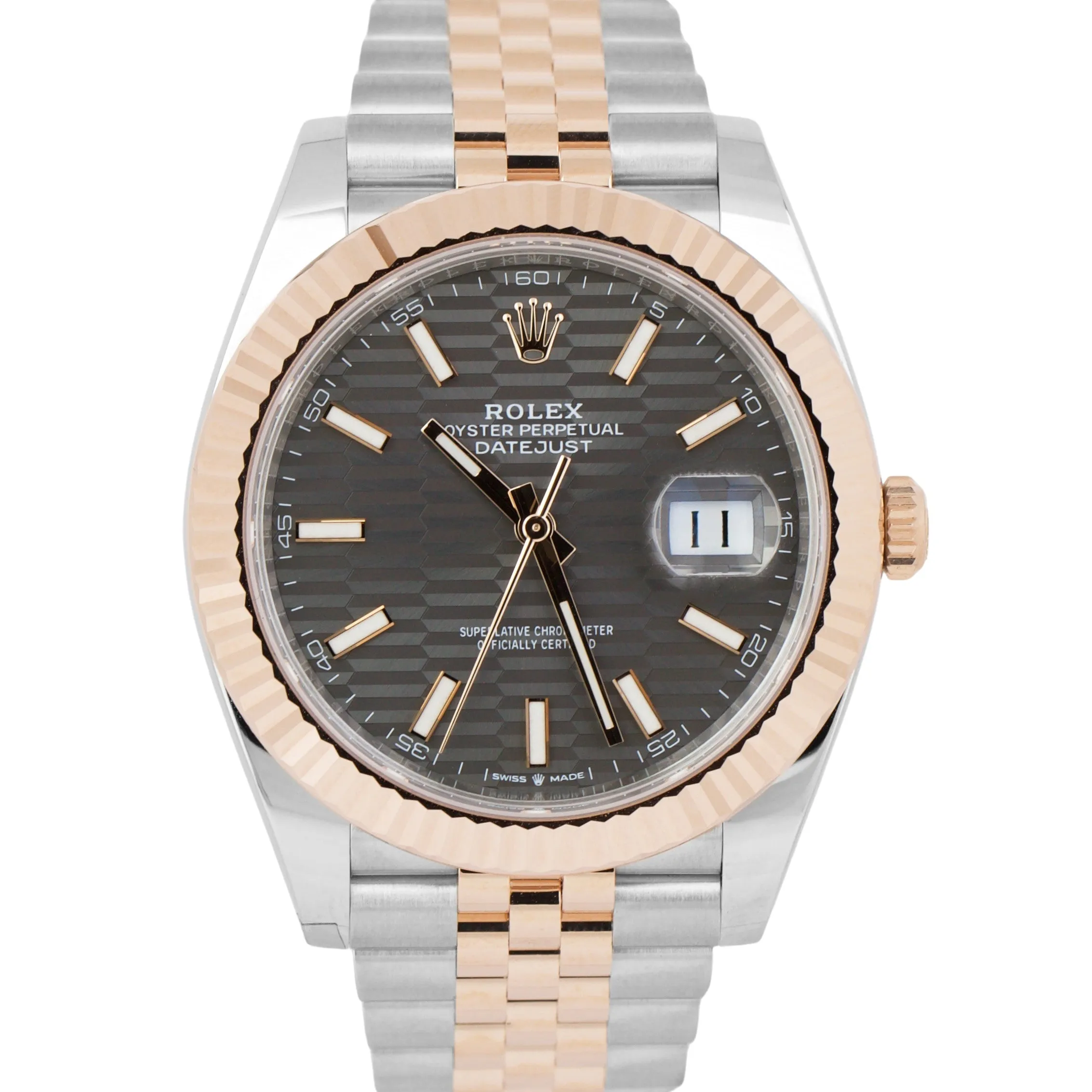 NEW JAN 2024 Rolex DateJust 41 SLATE GRAY MOTIF 18K Rose Gold JUBILEE 126331 B P