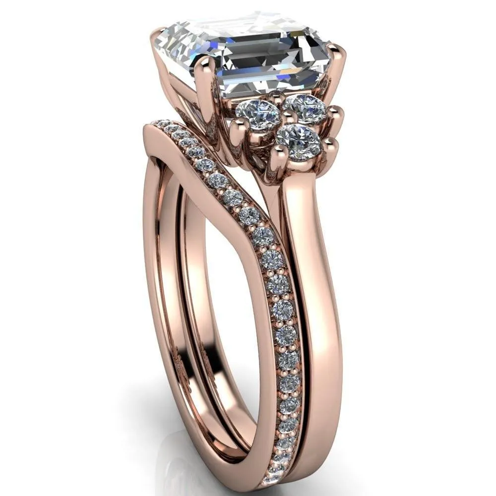 Nirvana Asscher Moissanite Multi Diamond Side Engagement Ring