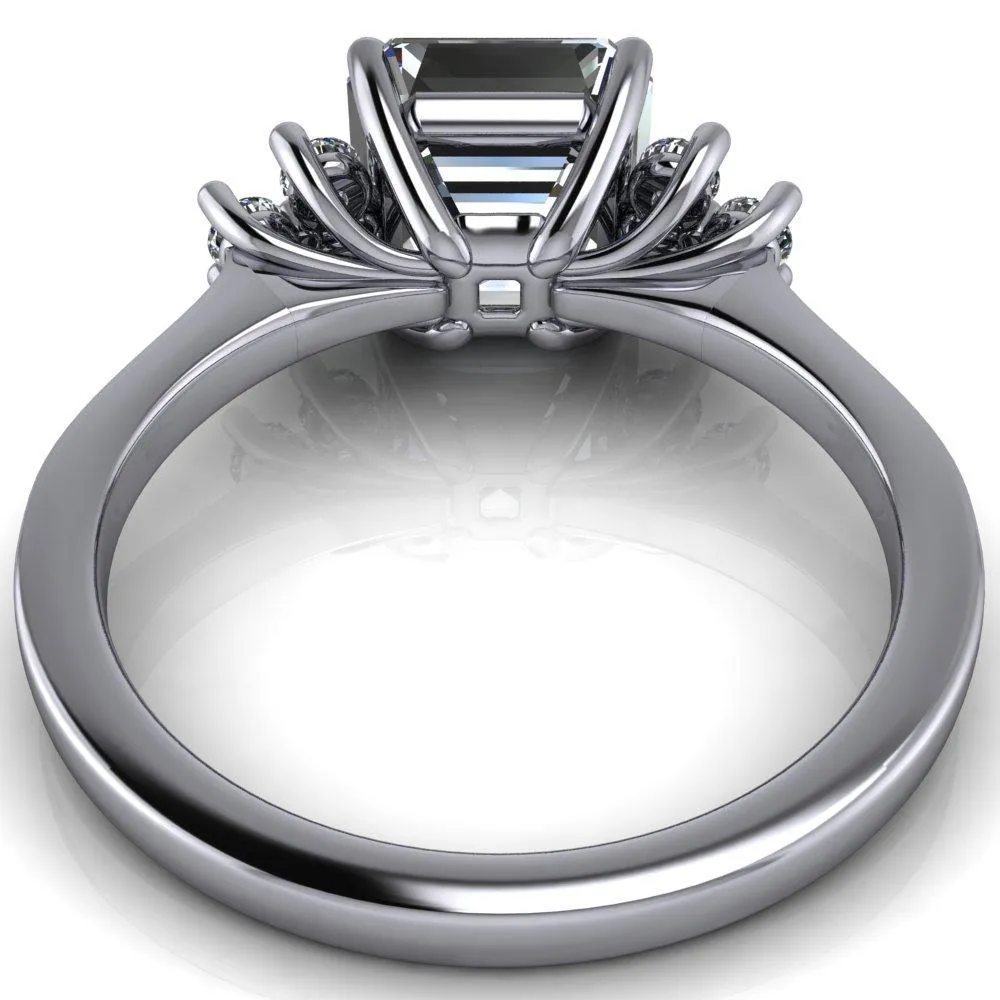 Nirvana Asscher Moissanite Multi Diamond Side Engagement Ring
