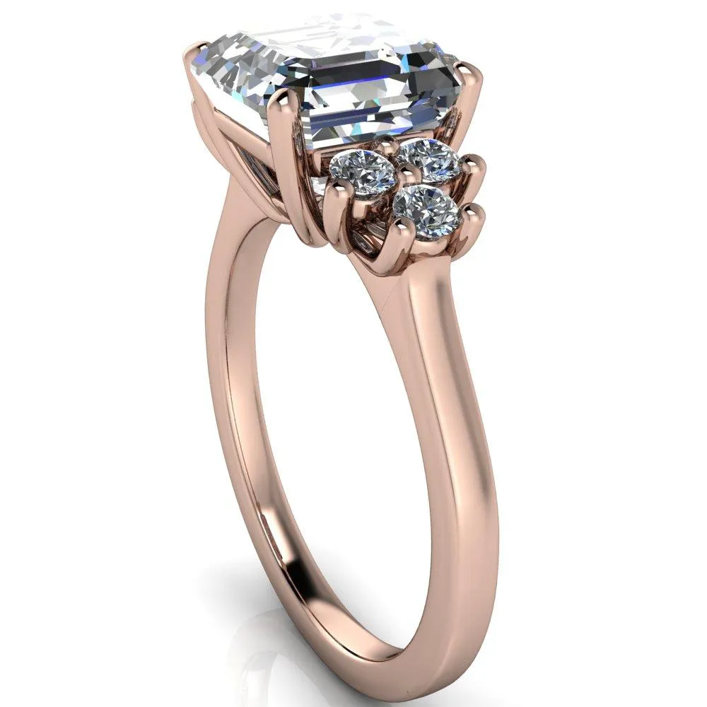 Nirvana Asscher Moissanite Multi Diamond Side Engagement Ring