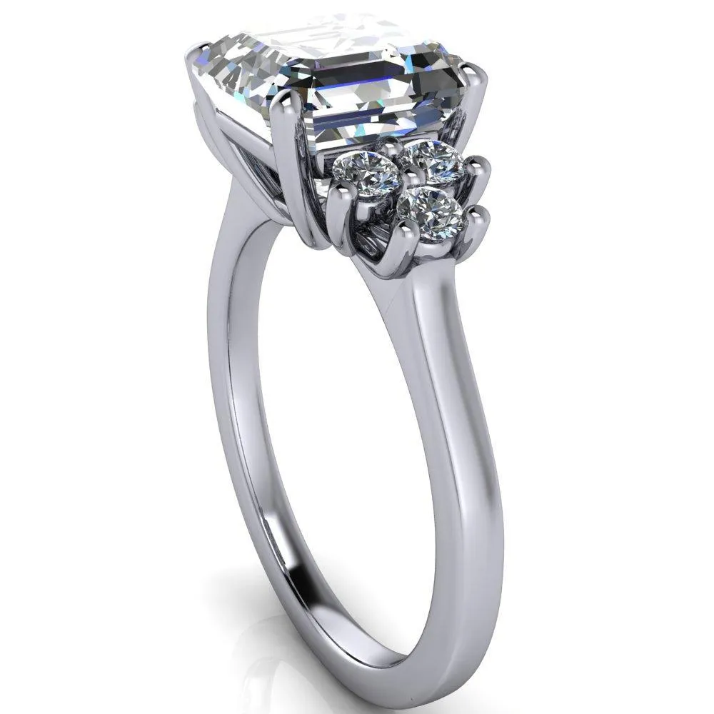 Nirvana Asscher Moissanite Multi Diamond Side Engagement Ring