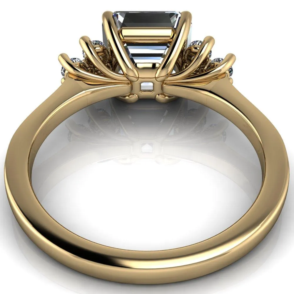 Nirvana Asscher Moissanite Multi Diamond Side Engagement Ring