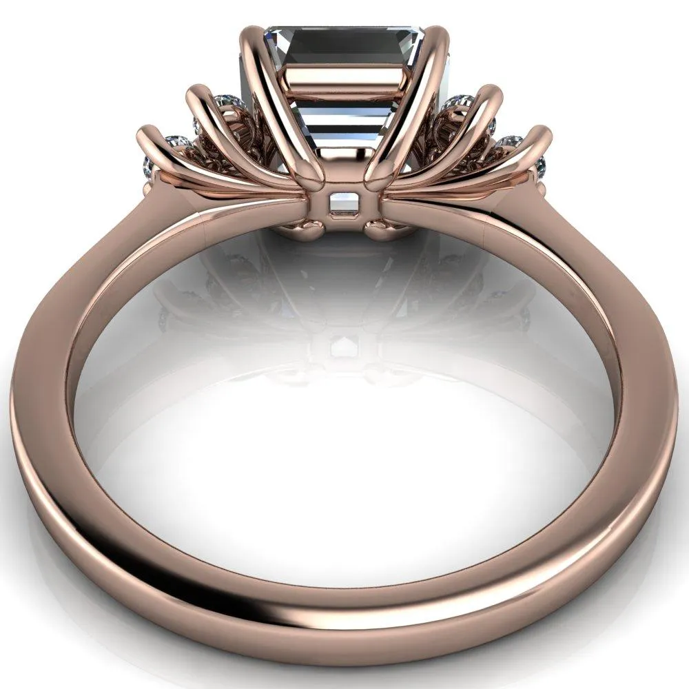 Nirvana Asscher Moissanite Multi Diamond Side Engagement Ring