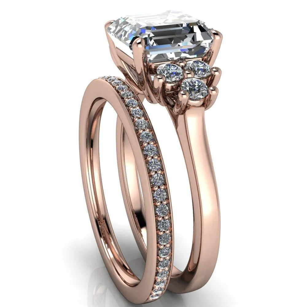 Nirvana Asscher Moissanite Multi Diamond Side Engagement Ring