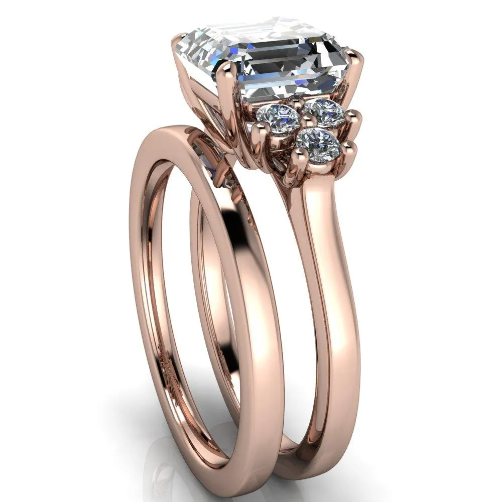Nirvana Asscher Moissanite Multi Diamond Side Engagement Ring