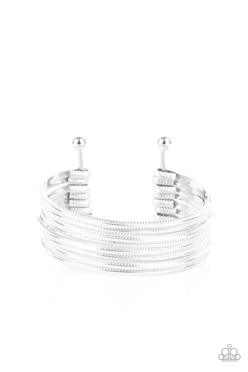 Now Watch Me Stack Silver Paparazzi Bracelet