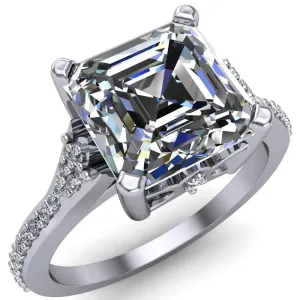 Nyla Asscher Moissanite 4 Prong Diamond Shank Ring